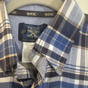 Wrangler Twenty‎ 20X Shirt Mens Medium Long Sleeve Button Down Blue Plaid